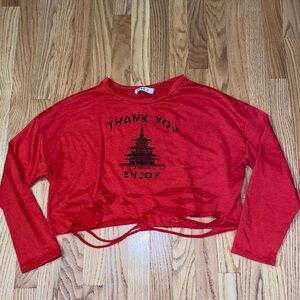 Red long sleeve crop